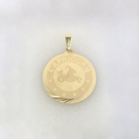Colgant de medalló pla de diamants de Capricorn Zodiac (14K) - Popular Jewelry