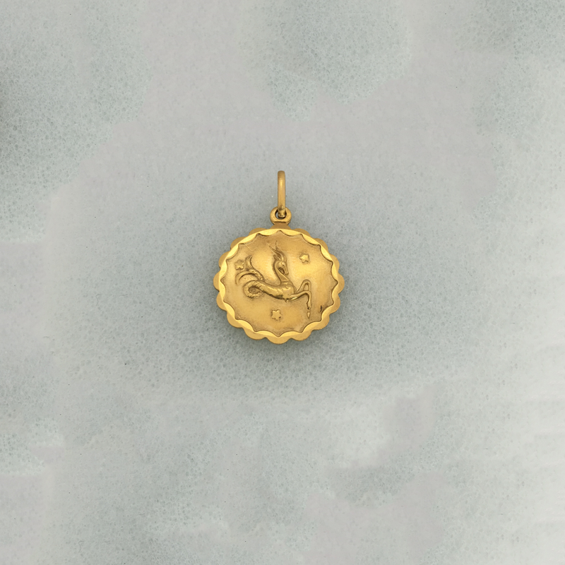Capricorn Zodiac Sign Medallion Pendant (14K) - Popular Jewelry