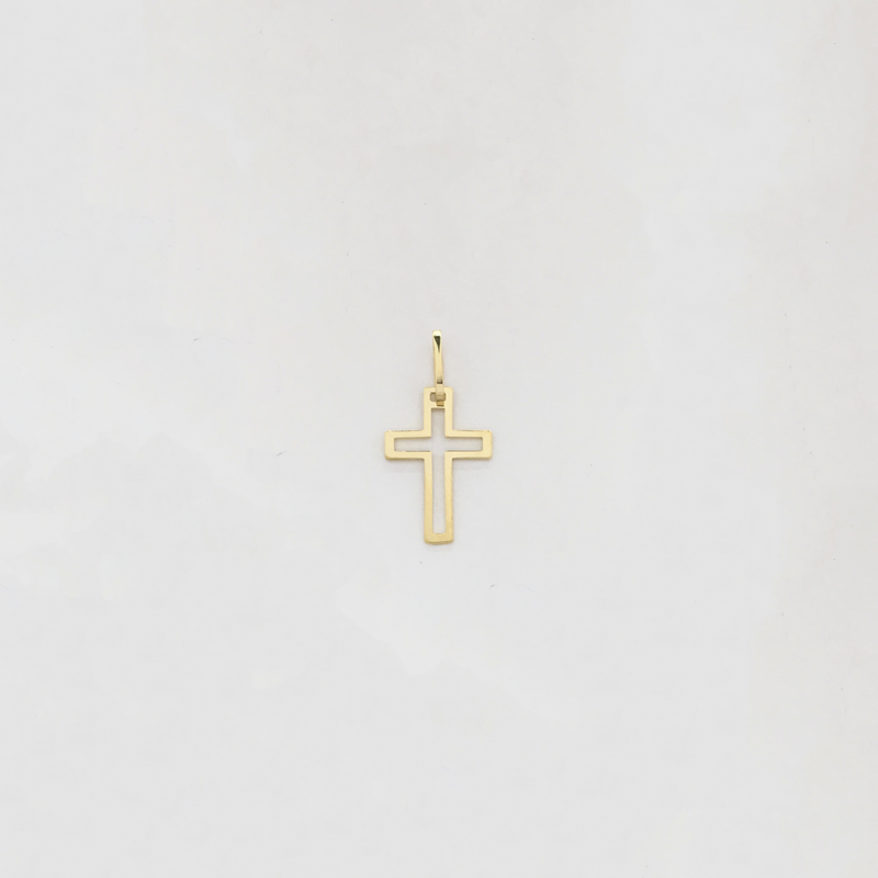 Plain Cross Outline Pendant (14K) - Popular Jewelry