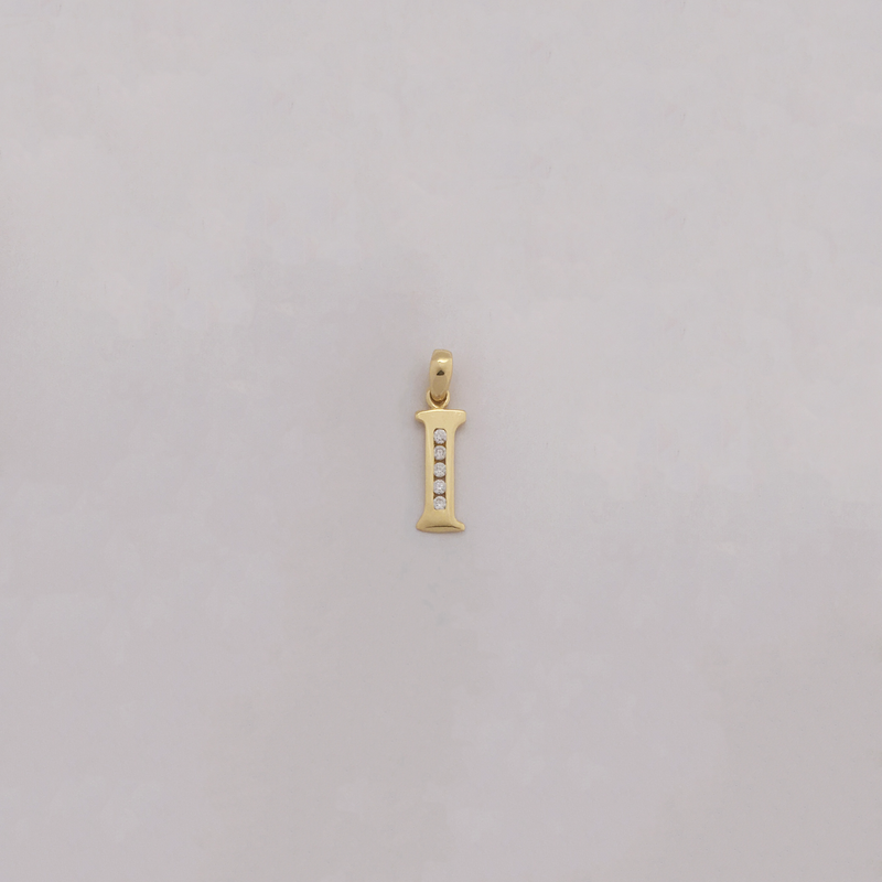 Letter 'I' CZ Pendant (14K) - Popular Jewelry