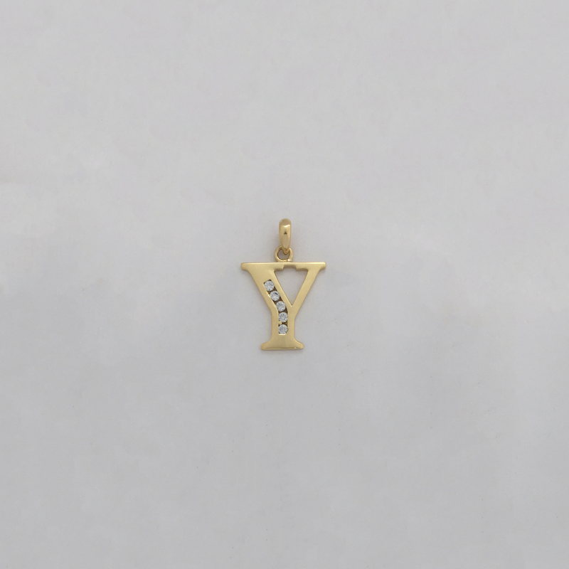 Letter 'Y' CZ Pendant (14K) - Popular Jewelry