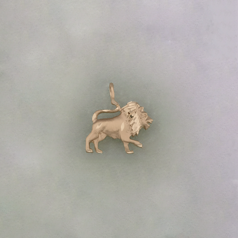 Lion Diamond Cut Pendant (14K) - Popular Jewelry