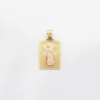 Our Lady of Guadalupe Square Charm Diamond Cut Pendant (14K) - Popular Jewelry