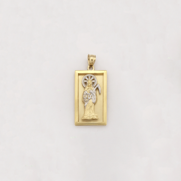 Santa Muerte Square Charm Pendant (14K) - Popular Jewelry