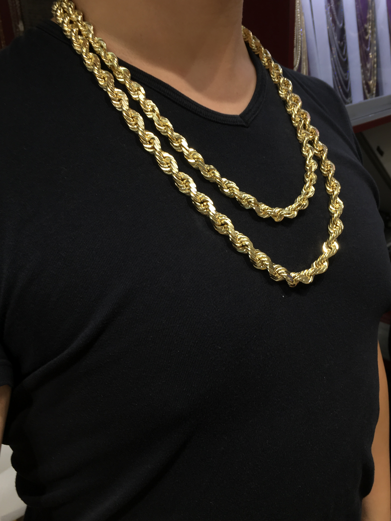 ICE OUT Bustdown 8mm 20ct VVS1 Lab Simulated Diamond Rope Chain – 14k Gold Finish, 16-30"