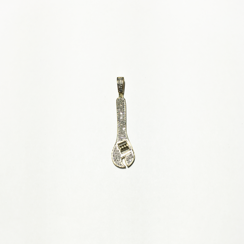 Wrench Diamond Iced-Out Pendant (14K)