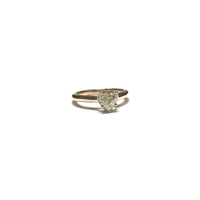 Diamond Heart Engagement Ring (14K) side 1 - Popular Jewelry - New York