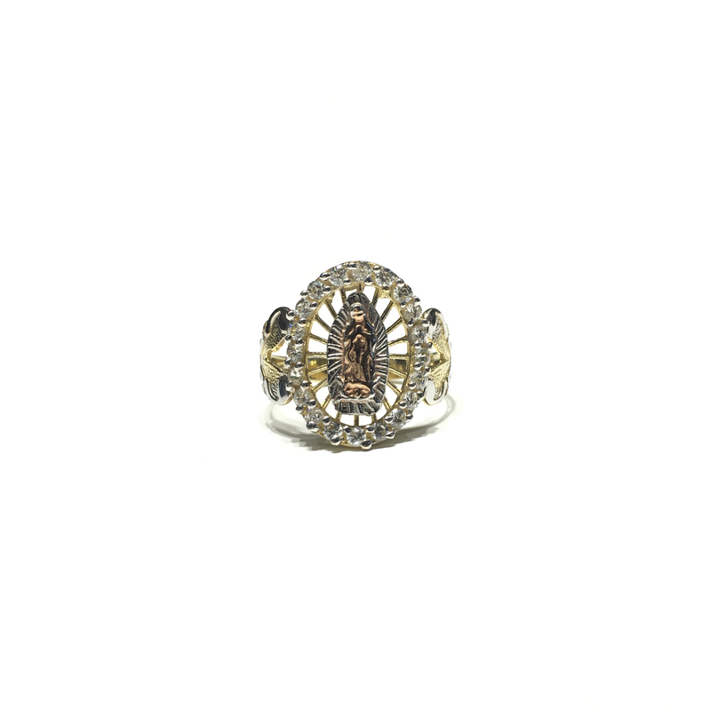 Guadalupe CZ Halo Ring (14K) front - Popular Jewelry - New York