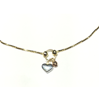 Heart and Grenades Tri-Color Bracelet/Anklet (14K) close-up - Popular Jewelry - New York