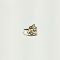Tri-Color Bee CZ Ring (14K) side - Popular Jewelry - New York