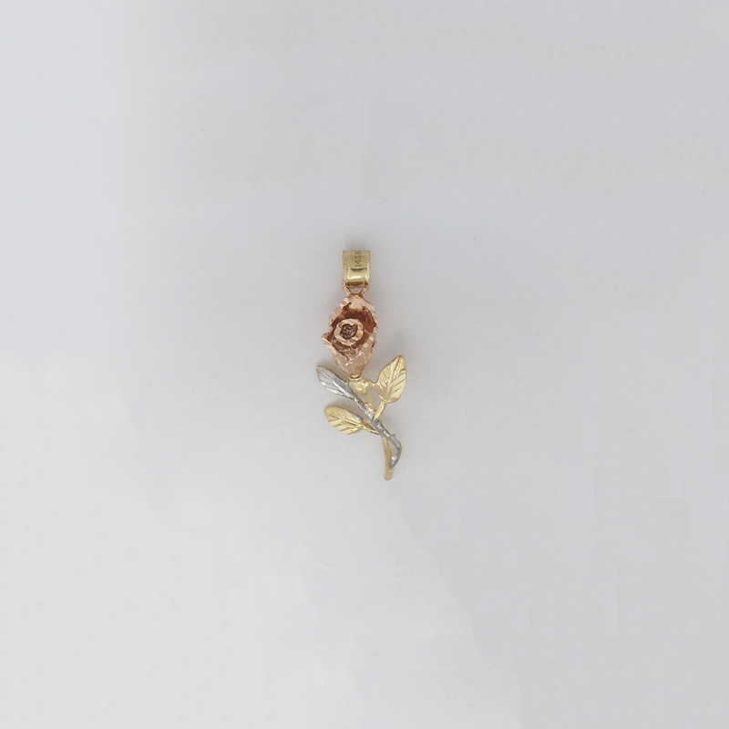 Rose Tricolor Diamond Cut Pendant (14K) - Popular Jewelry