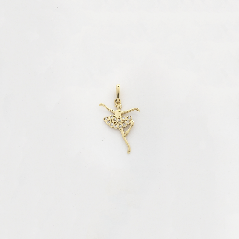 Ballerina Cubic Zirconia Pendant (14K) - Popular Jewelry - New York