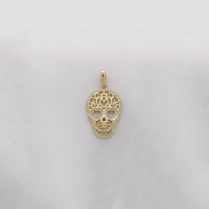 Catrina Skull CZ Pendant (14K) - Popular Jewelry New York