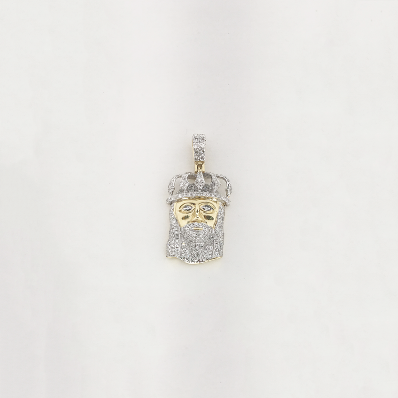 Crowned Jesus Head Diamond Pendant (14K) - Popular Jewelry New York