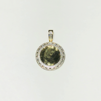 Diamond Patterned Memory Frame Medallion Pendant (14K) - Popular Jewelry New York