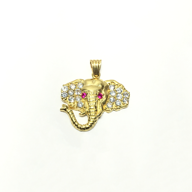Elephant Head CZ Pendant (14K) - Popular Jewelry