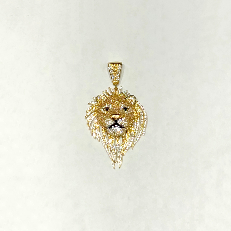 Lion Head CZ Pendant (14K) - Popular Jewelry New York