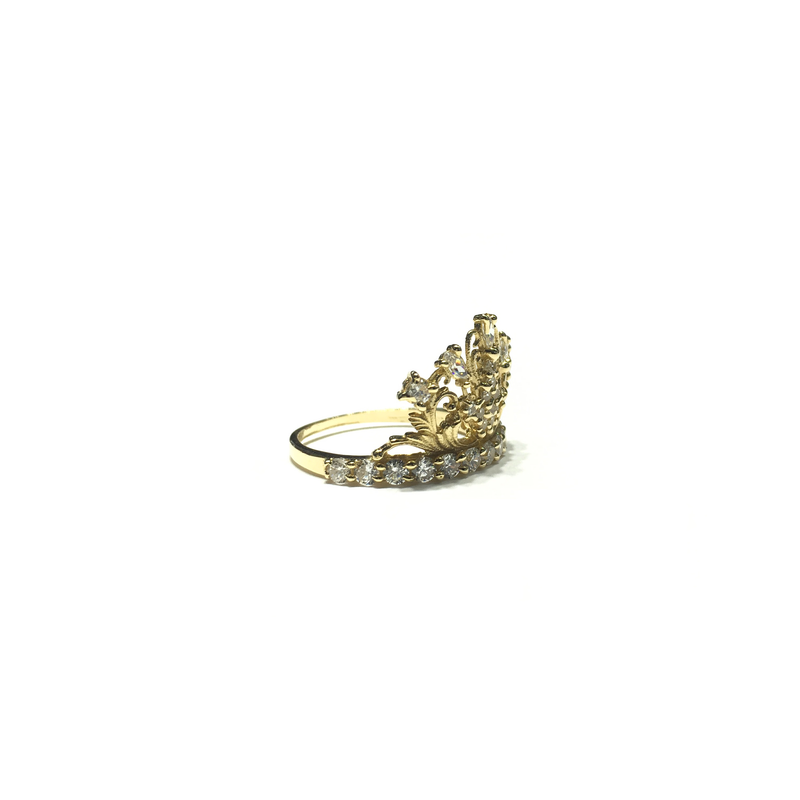 Majestic Floral CZ Ring (14K) side - Popular Jewelry - New York