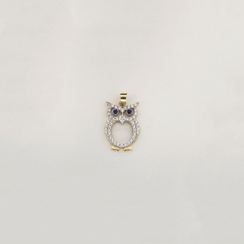 Owl Outline CZ Pendant (14K) - Popular Jewelry New York