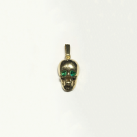 Skull Head Pendant (14K) Green Cubic Zirconia Stones - Popular Jewelry - New York