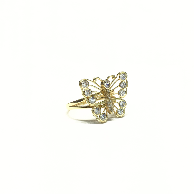 Sparkly Butterfly CZ Ring (14K) side - Popular Jewelry - New York
