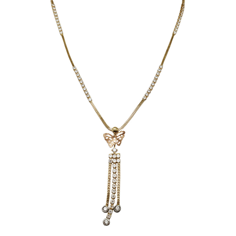 Butterfly Tassel Fancy Necklace (14K)