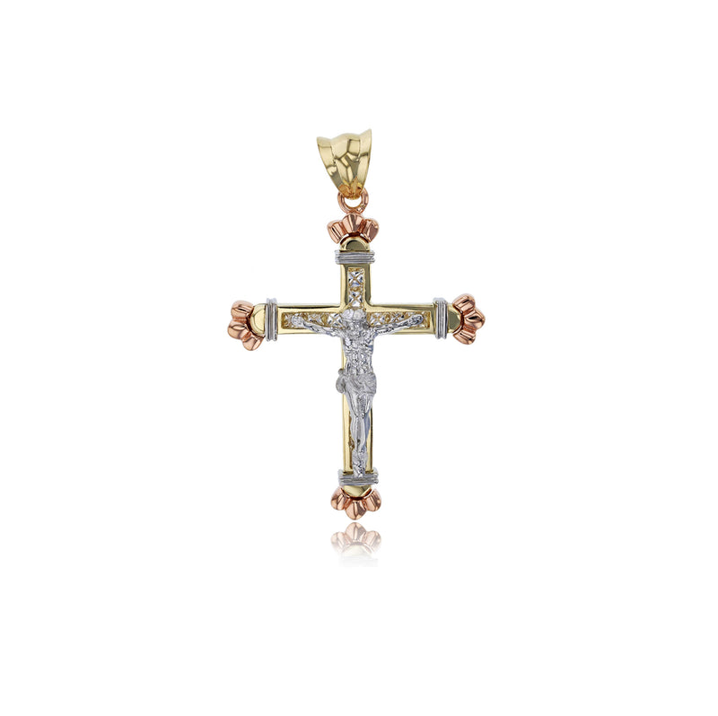 Tricolor Jesus Cross Pendant (14K)