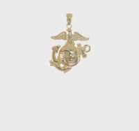 Pendenti Simbolu tal-Korp tal-Baħar tal-Istati Uniti (Ajkla, Globe, Ankra) (14K) 360 - Popular Jewelry - New York