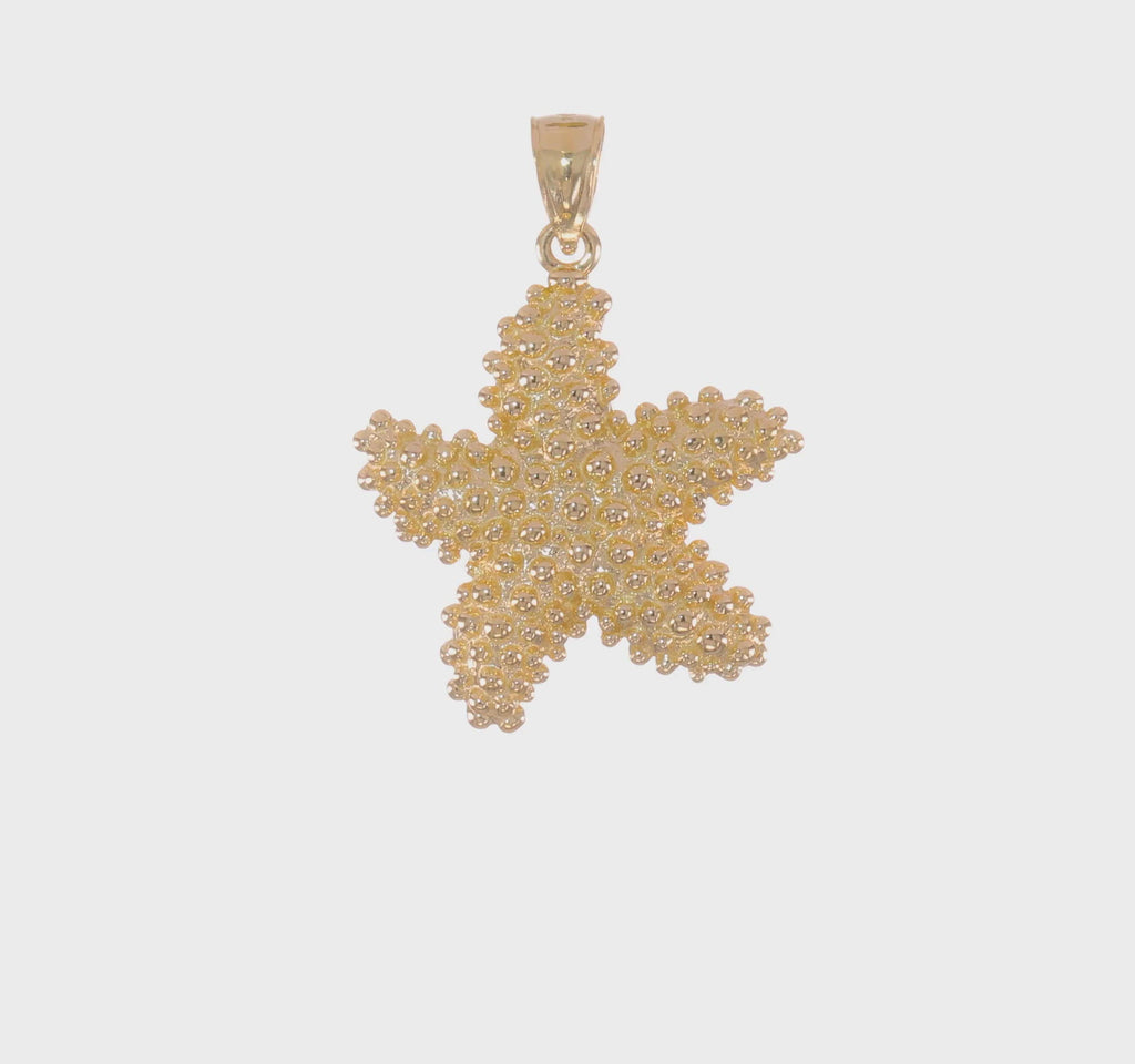 Bead Texture Starfish Pendant (14K) 360 - Popular Jewelry - New York