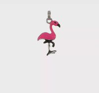 Ultra Pink Flamingo Bird Enamel Pendant (Silver) 360 - Popular Jewelry - New York