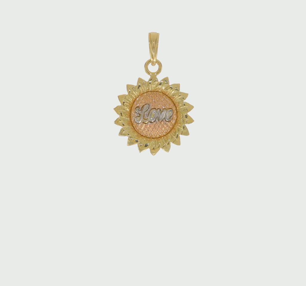 Love Sunflower Pendant (14K) 360 - Popular Jewelry - New York