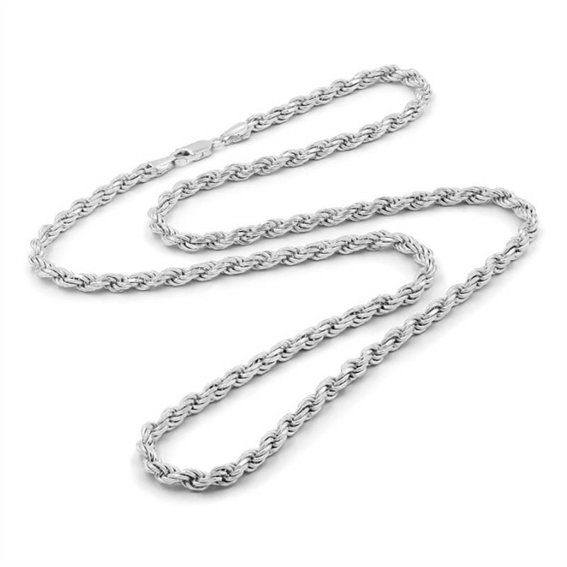 [4.65mm] Solid White Gold Rope Chain (14K)