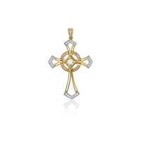 Two-Tone Pink & White CZ Cross Pendant (14K)