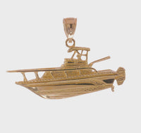 Textured Fishing Boat Pendant (14K)