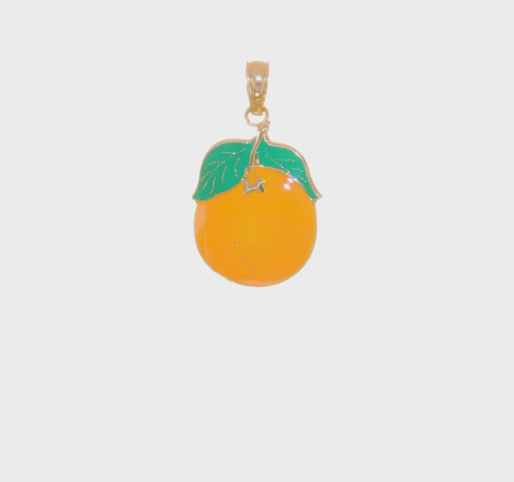 Orange Enamel Pendant (14K) 360 - Popular Jewelry - New York