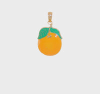 Orange Enamel Pendant (14K) 360 - Popular Jewelry - New York