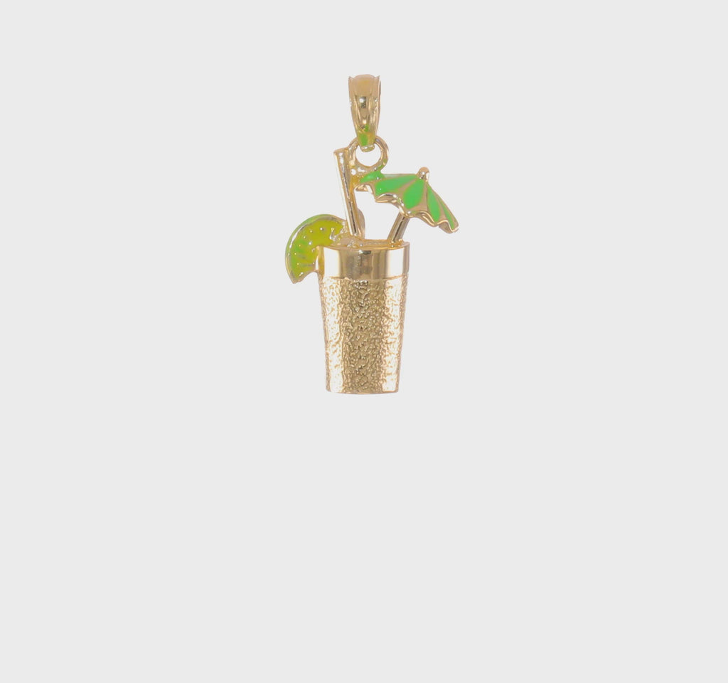 Mojito Cocktail Drink 3D Pendant (14K) 360 - Popular Jewelry - New York