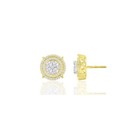 Baguette & Round Brilliant Diamond Stud Earrings (14K)