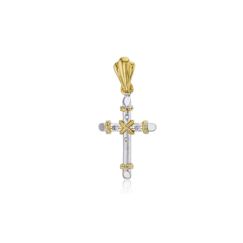 Two-Tone Cross Pendant  (14K)