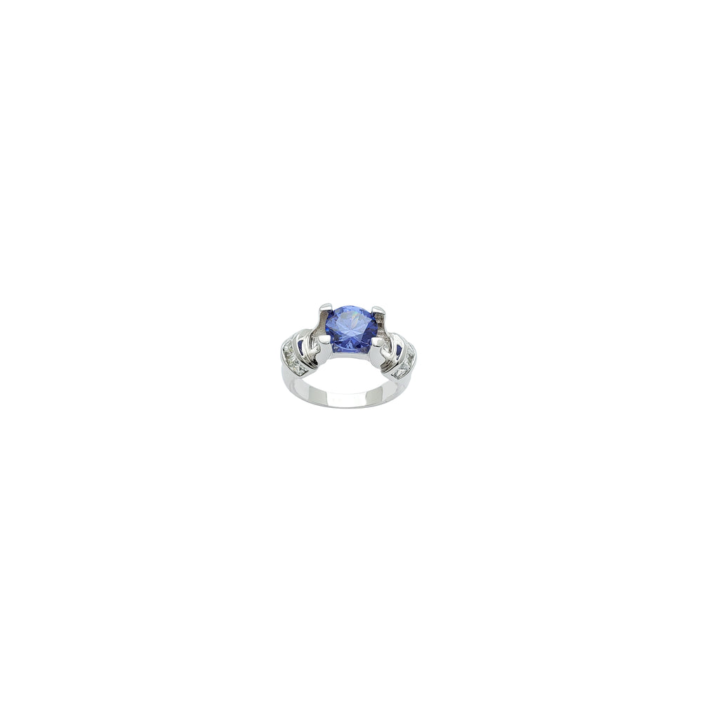 Tenzanite CZ Round Ring (Silver)