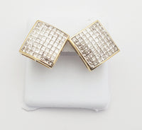 Invisible-Set Diamond Square Earrings (14K)