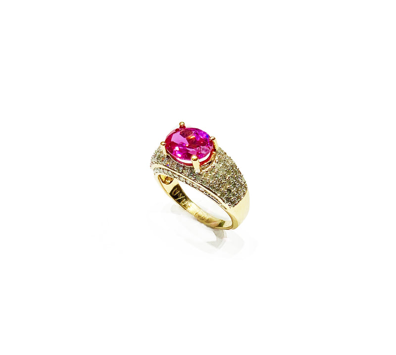 Diamond Rose Quartz Ring (10K).