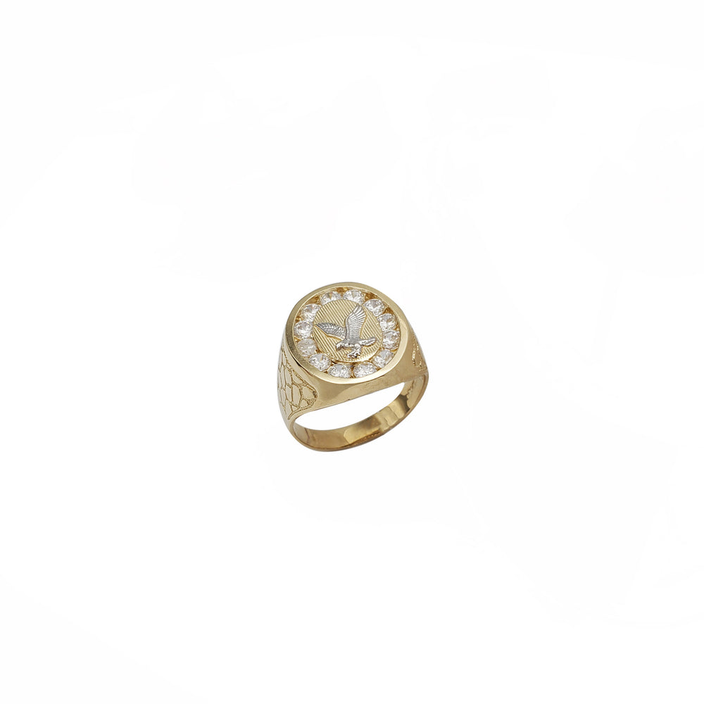 Cubic Zirconia Two Tone Eagle Ring (14K)