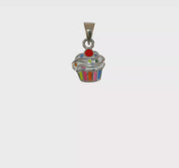 Enameled Multicolor Cupcake Pendant (Silver)