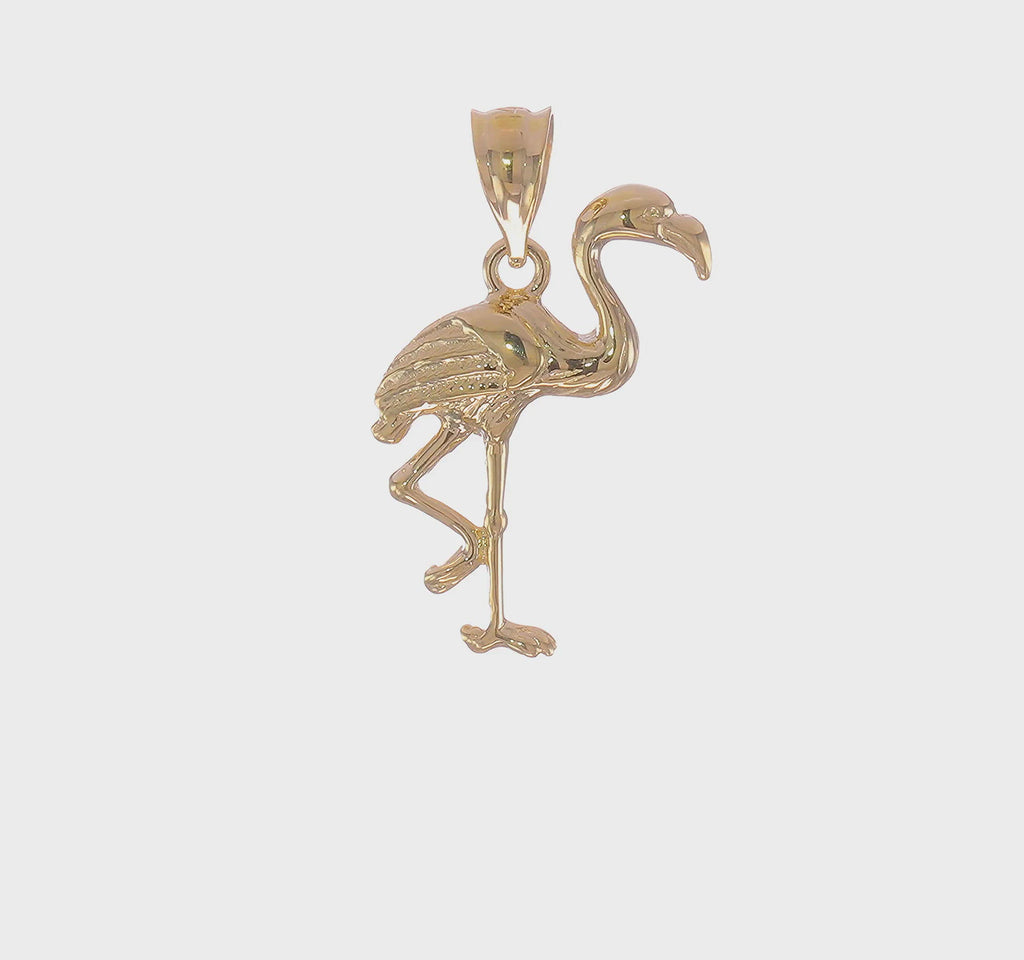 Flamingo Bird Open Back Pendant (14K) 360 - Popular Jewelry - New York