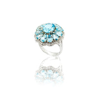 Aquamarine Blossom Cocktail Ring (14K) Light Blue stone