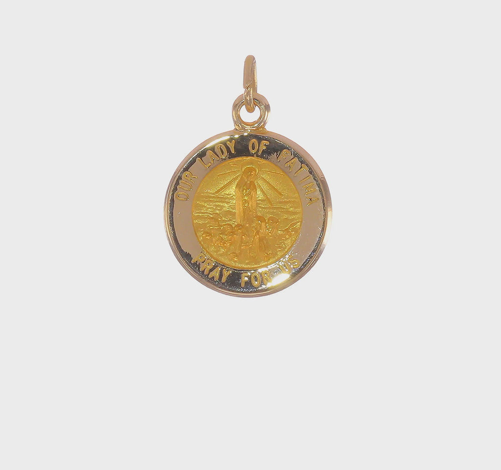 Mini Our Lady of Fatima Round Solid Medal (14K) 360 - Popular Jewelry - New York