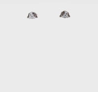 Dalmatian Puppy Friction Enamel Stud Earrings (Silver) 360 - Popular Jewelry - New York