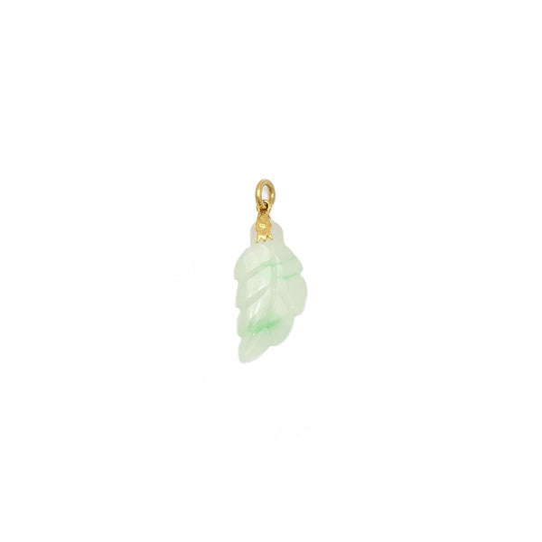 Jade Fern Leaf Pendant (18K) front - Popular Jewelry - New York