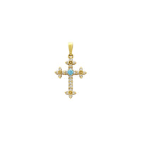 Icy Budded Cross Pendant light blue (18K) front - Popular Jewelry - Niu Ioka